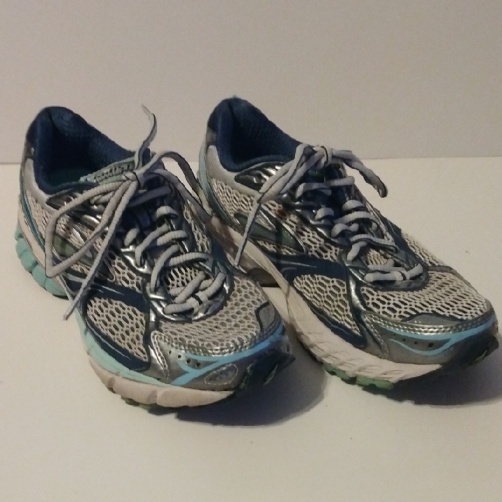 Women's Athletic Running Shoes - Blue and Gray by Brooks